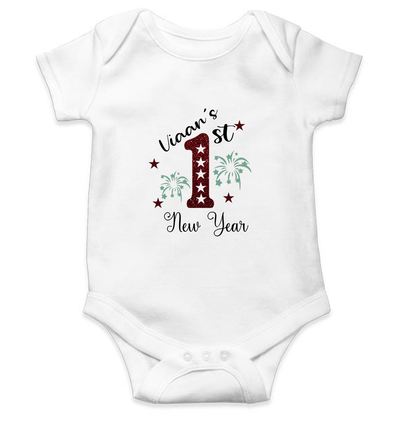 Custom Name First New Year Rompers for Baby Boy- FunkyTeesClub