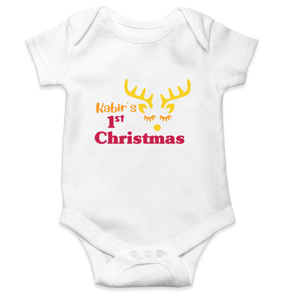 Customized Name First Christmas Rompers for Baby Boy- FunkyTeesClub