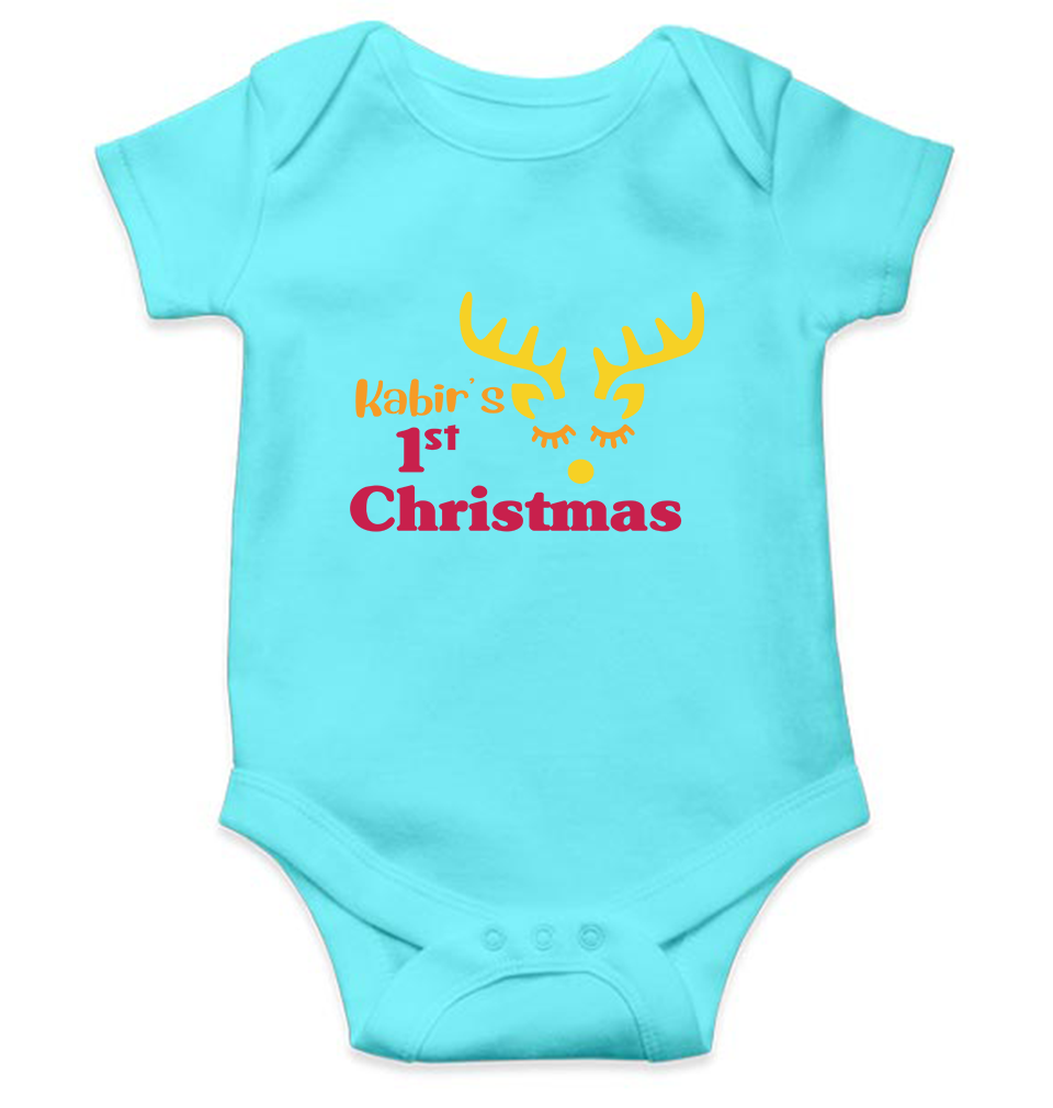 Customized Name First Christmas Rompers for Baby Boy- FunkyTeesClub