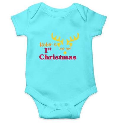 Customized Name First Christmas Rompers for Baby Boy- FunkyTeesClub
