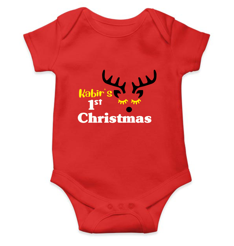 Customized Name First Christmas Rompers for Baby Boy- FunkyTeesClub