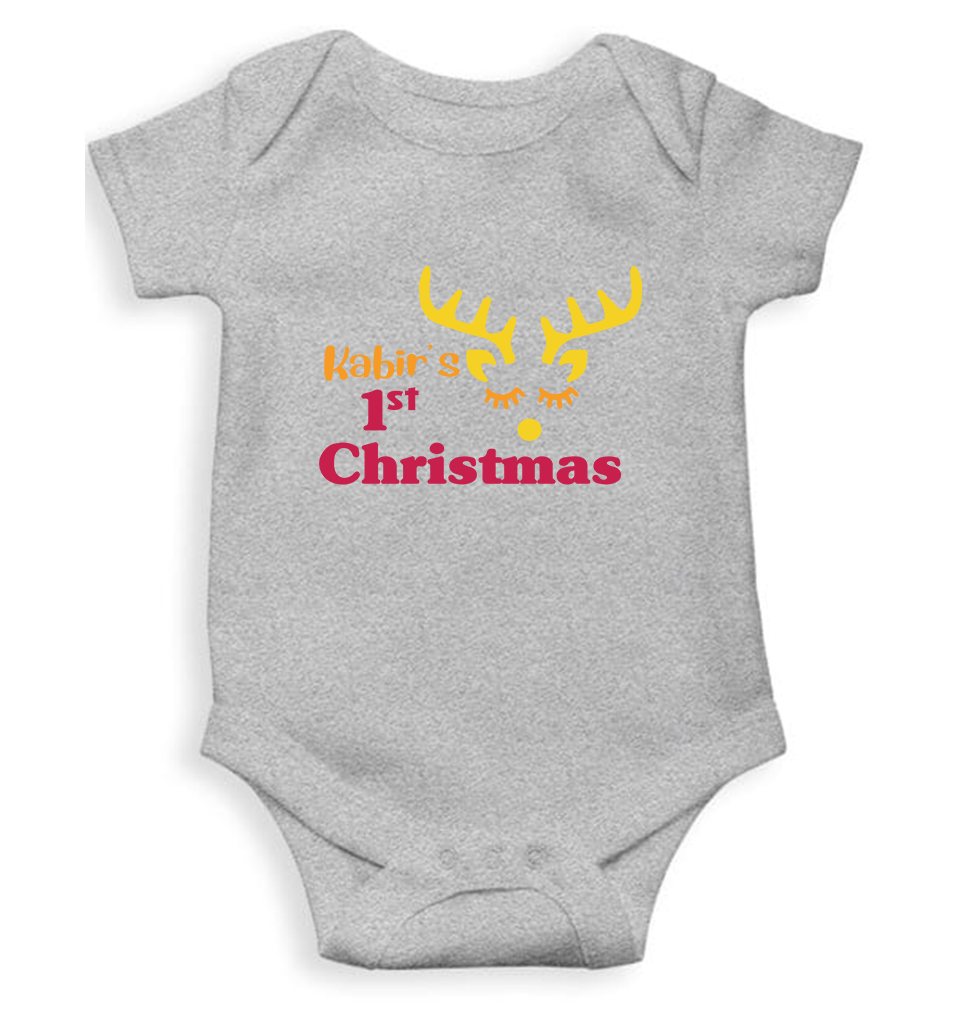 Customized Name First Christmas Rompers for Baby Boy- FunkyTeesClub