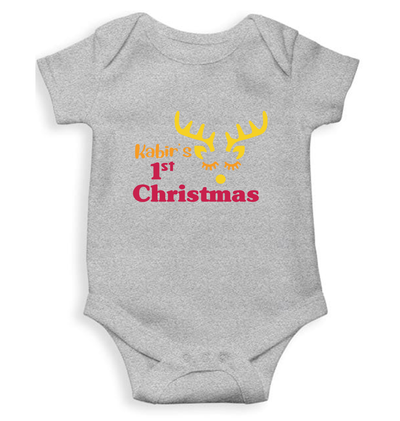 Customized Name First Christmas Rompers for Baby Boy- FunkyTeesClub