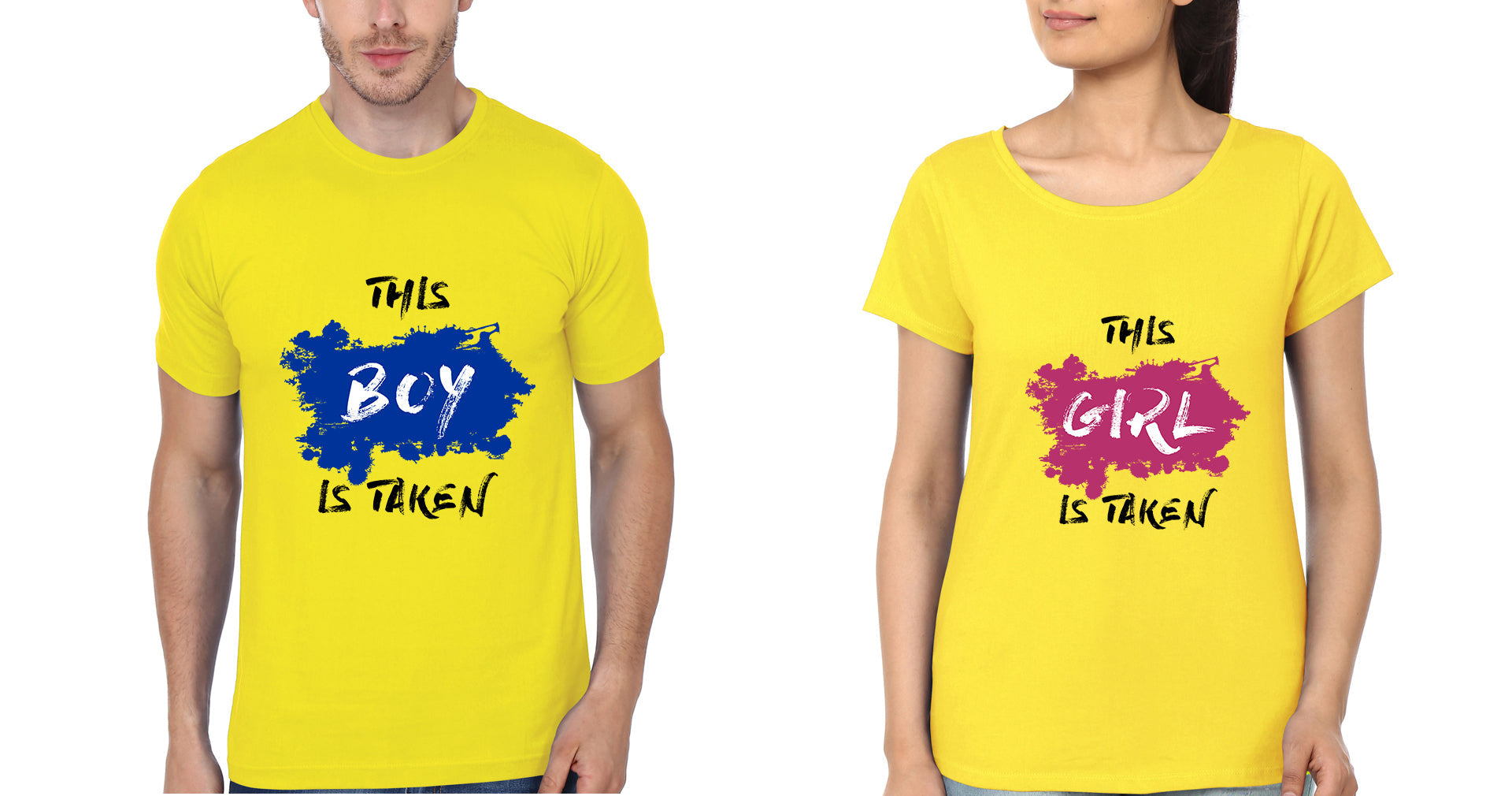 Boy Girl Taken Couple Half Sleeves T-Shirts -FunkyTeesClub