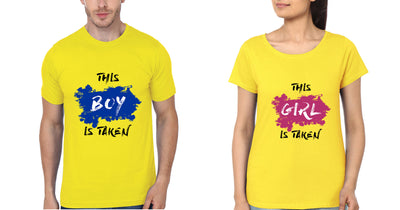 Boy Girl Taken Couple Half Sleeves T-Shirts -FunkyTeesClub
