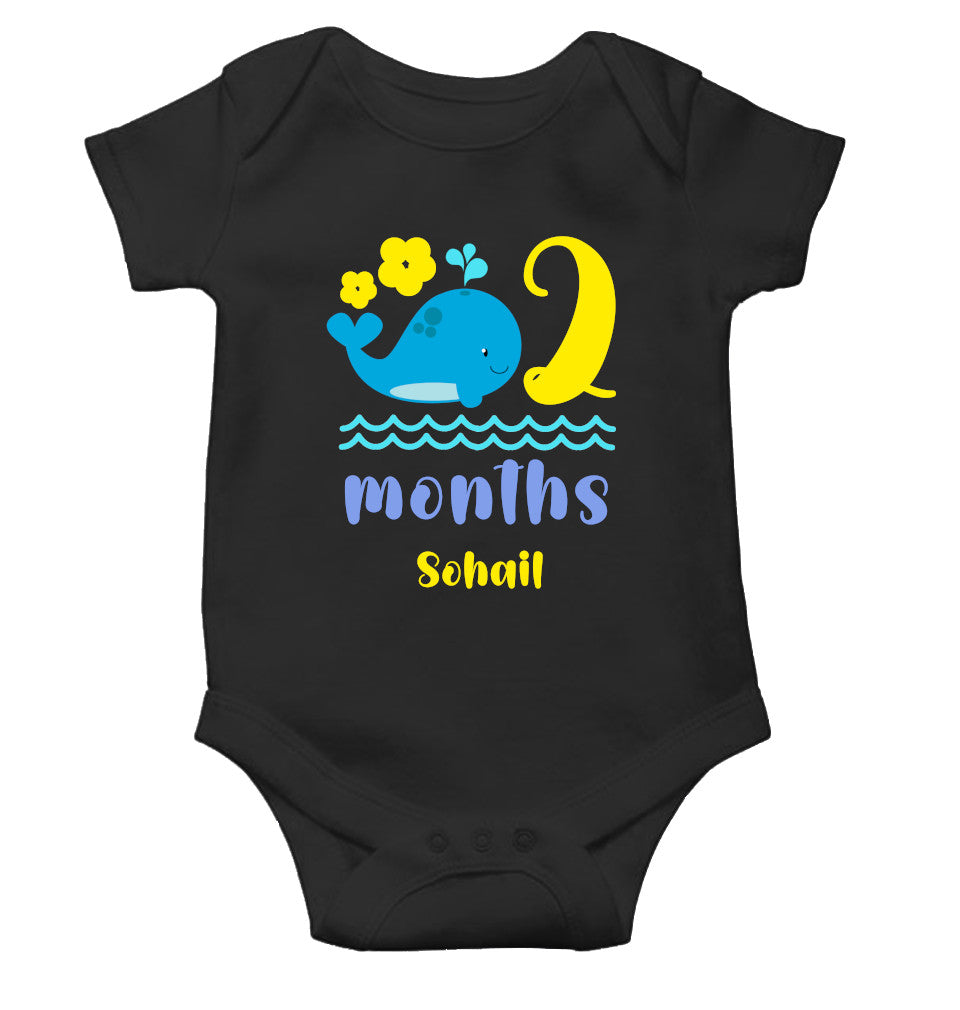 Custom Name Month Two Rompers for Baby Boy- FunkyTeesClub