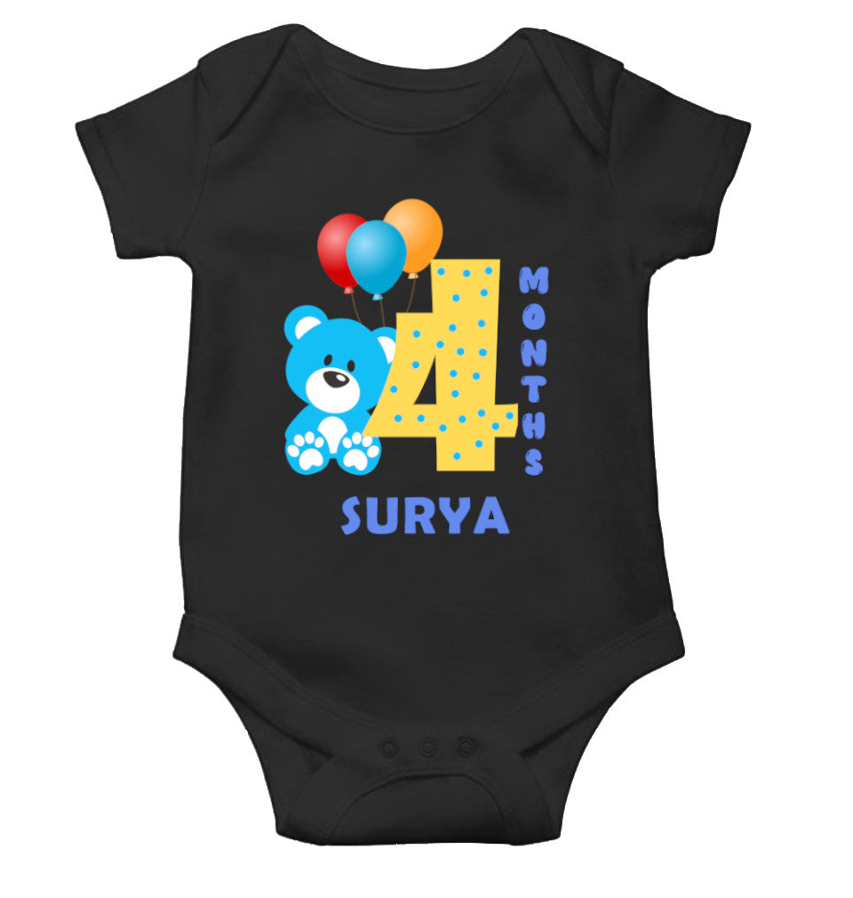 Custom Name Fourth Month Rompers for Baby Boy- FunkyTeesClub