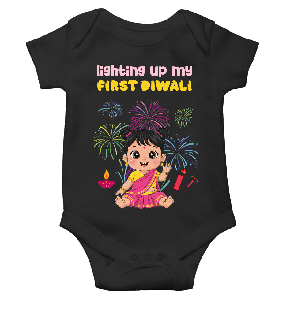 Lighting Up My First Diwali Rompers for Baby Girl- FunkyTeesClub