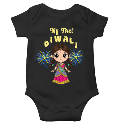 My First Diwali Cute Rompers for Baby Girl- FunkyTeesClub
