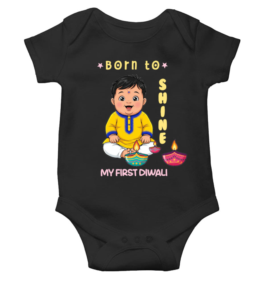 Born To Shine Diwali Rompers for Baby Boy- FunkyTeesClub