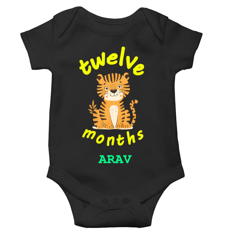 Custom Name Twelve Months Rompers for Baby Boy- FunkyTeesClub