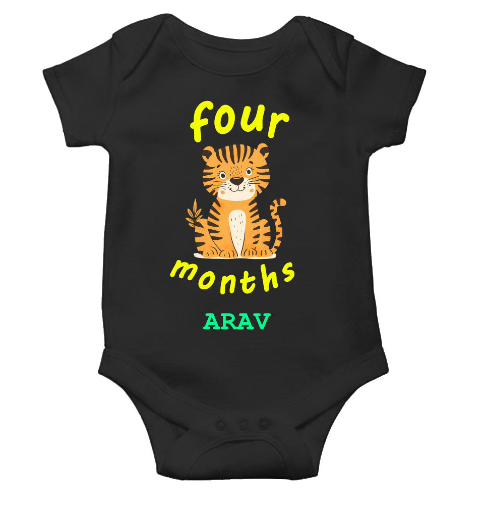 Custom Name Four Month Rompers for Baby Boy- FunkyTeesClub