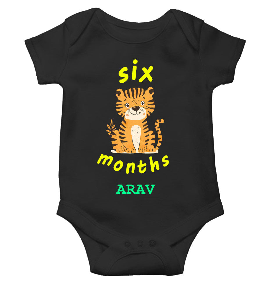 Custom Name Six Month Rompers for Baby Boy- FunkyTeesClub