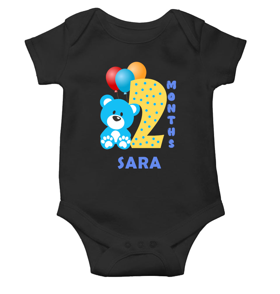 Custom Name Second Month Rompers for Baby Girl- FunkyTeesClub