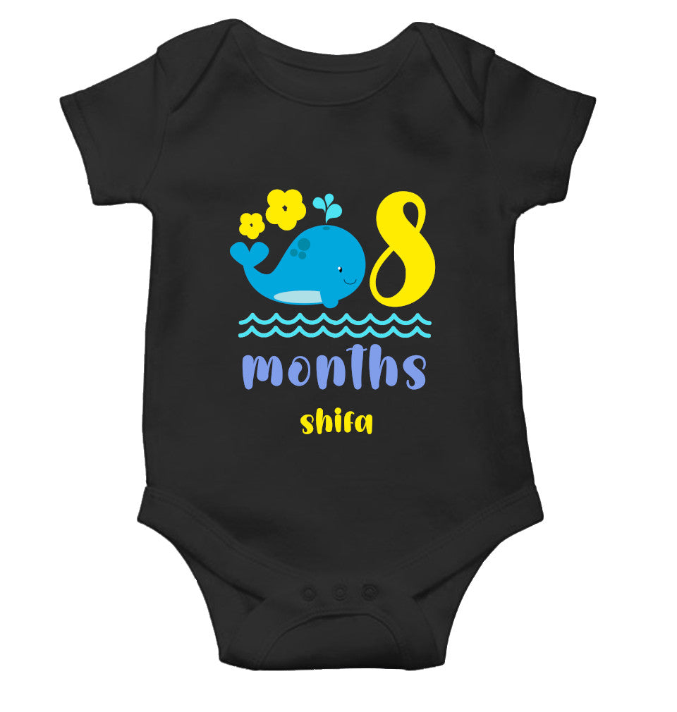 Custom Name Eighth Month Rompers for Baby Girl- FunkyTeesClub
