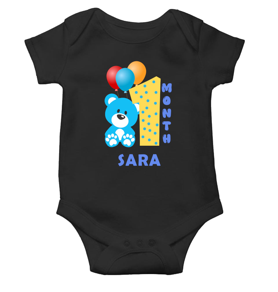 Custom Name First Month Rompers for Baby Girl- FunkyTeesClub