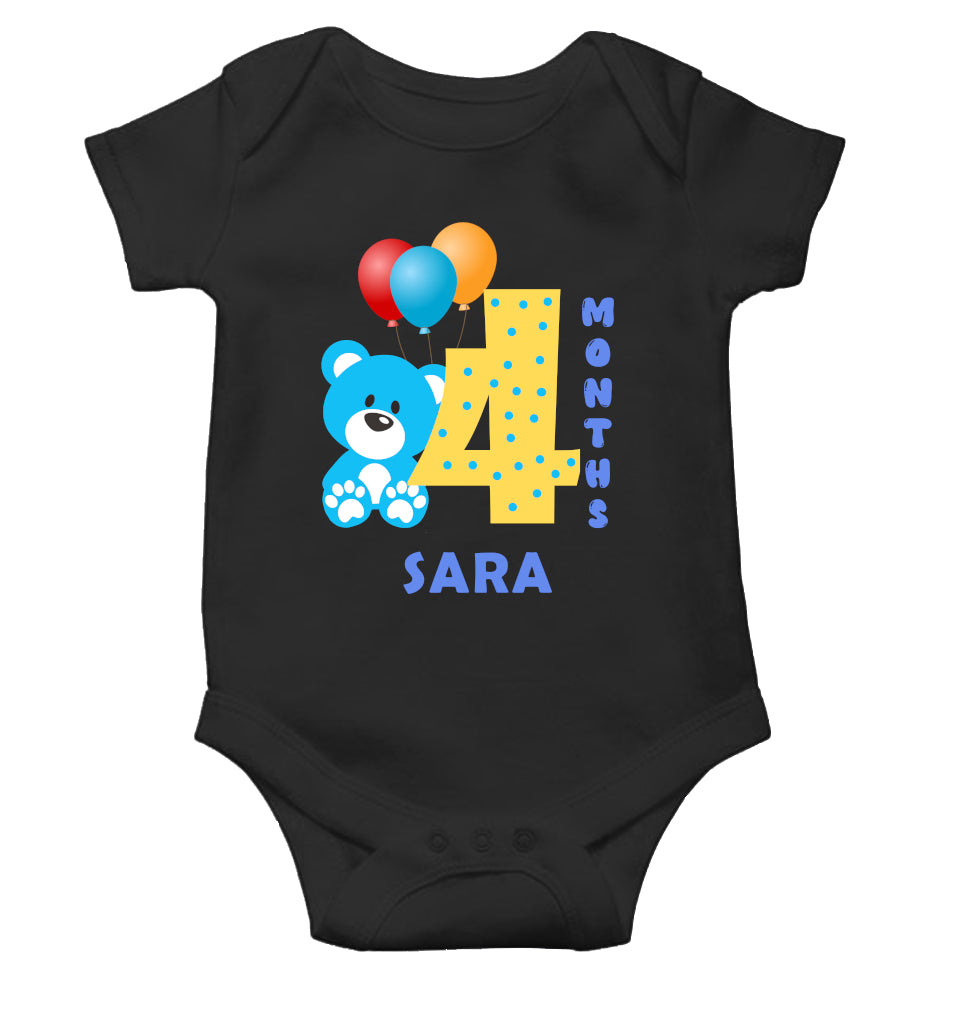 Custom Name Fourth Month Rompers for Baby Girl- FunkyTeesClub