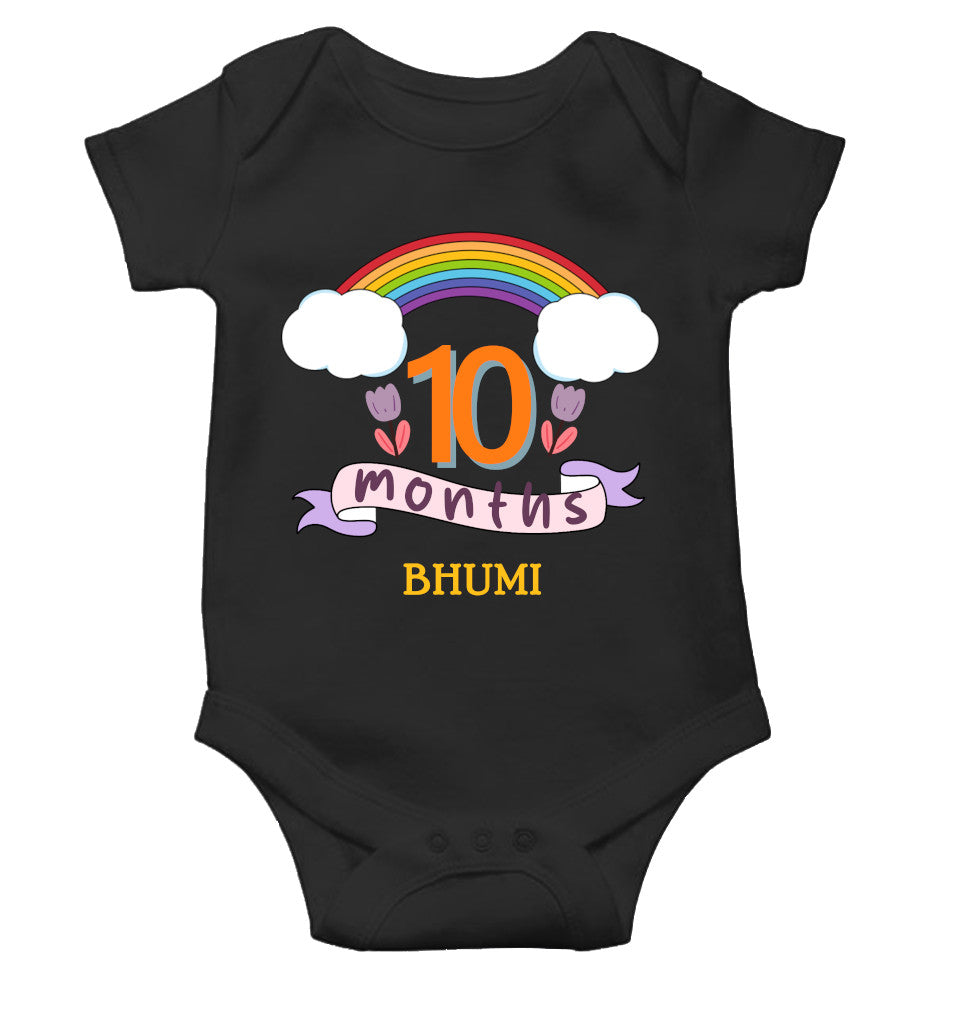 Custom Name Tenth Month Rompers for Baby Girl- FunkyTeesClub