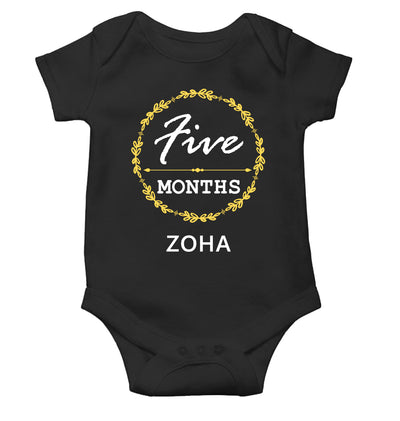 Custom Name Five Months Rompers for Baby Girl- FunkyTeesClub