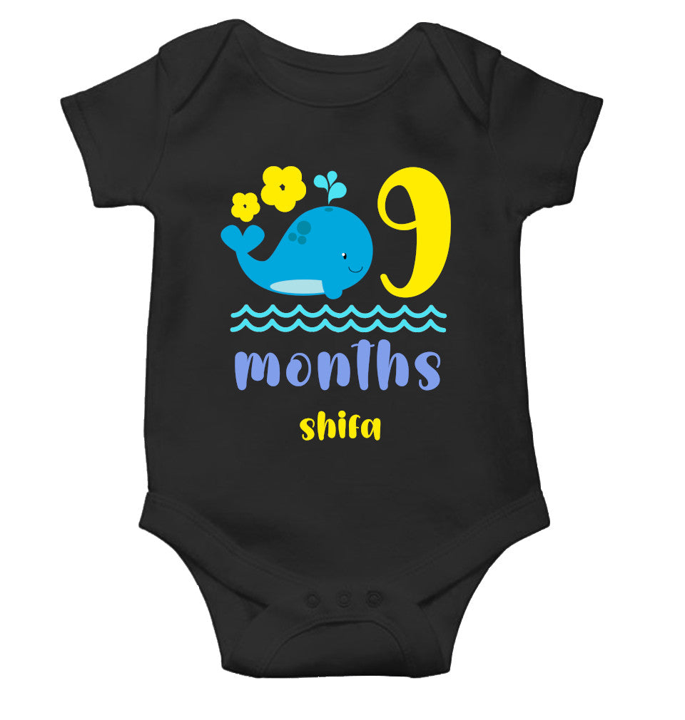 Custom Name Ninth Month Rompers for Baby Girl- FunkyTeesClub