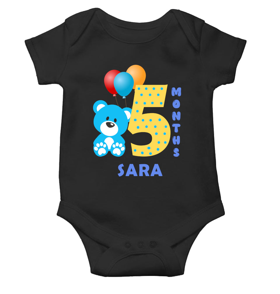 Custom Name Fifth Month Rompers for Baby Girl- FunkyTeesClub