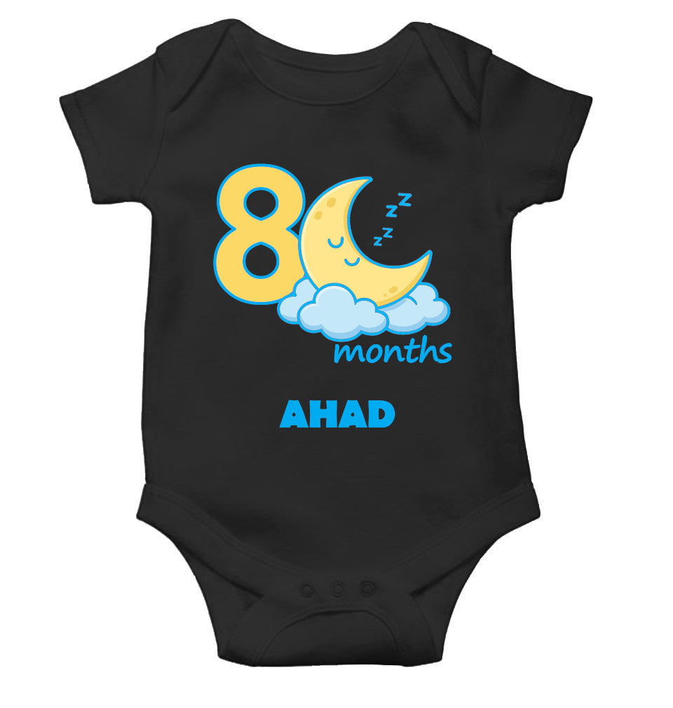 Custom Name Eighth Month Rompers for Baby Boy- FunkyTeesClub