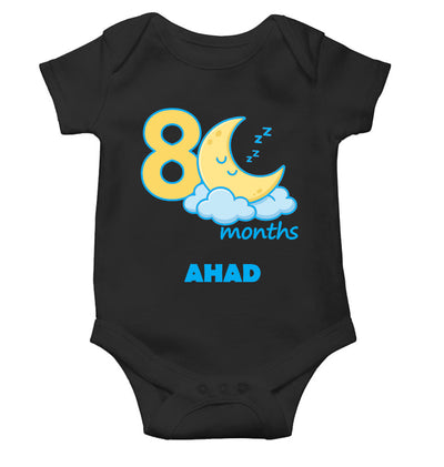 Custom Name Eighth Month Rompers for Baby Boy- FunkyTeesClub