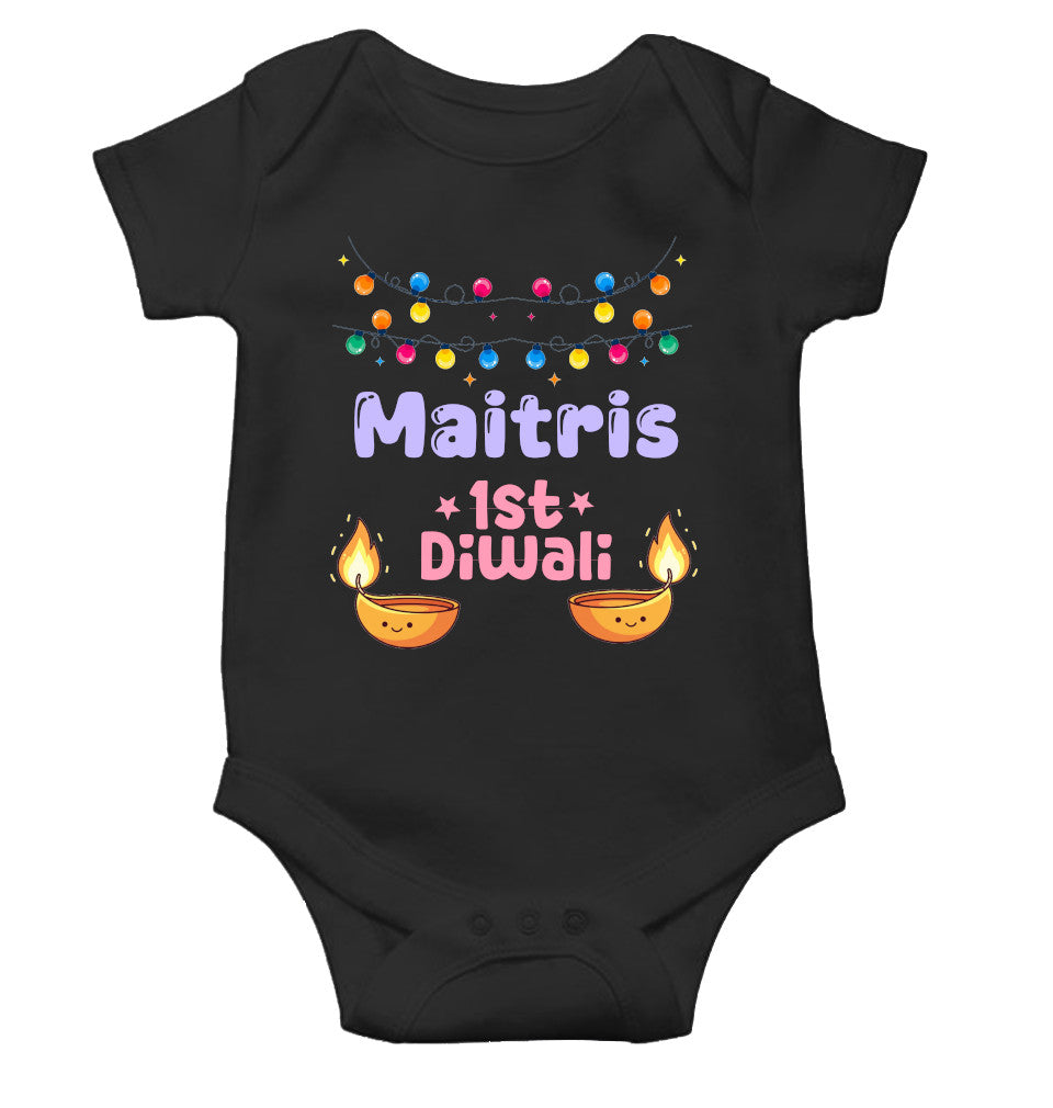 Custom Name First Diwali Diwali Rompers for Baby Girl- FunkyTeesClub