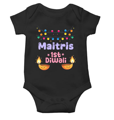 Custom Name First Diwali Diwali Rompers for Baby Girl- FunkyTeesClub