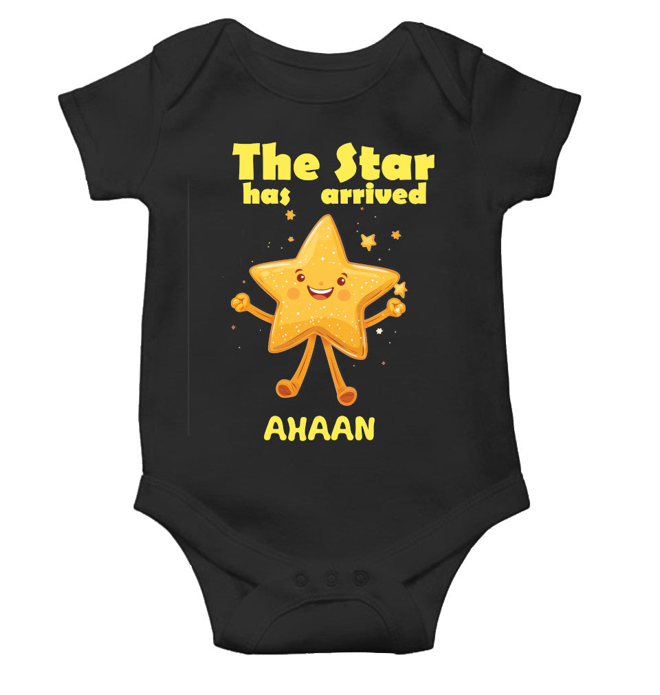 Custom Name The Star Has Arrived New Born Rompers for Baby Boy- FunkyTeesClub