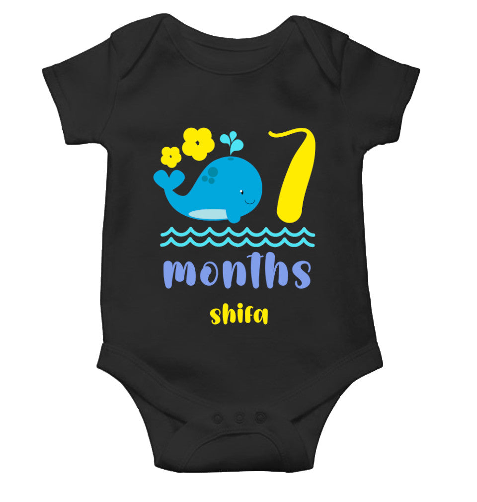 Custom Name Seventh Month Rompers for Baby Girl- FunkyTeesClub