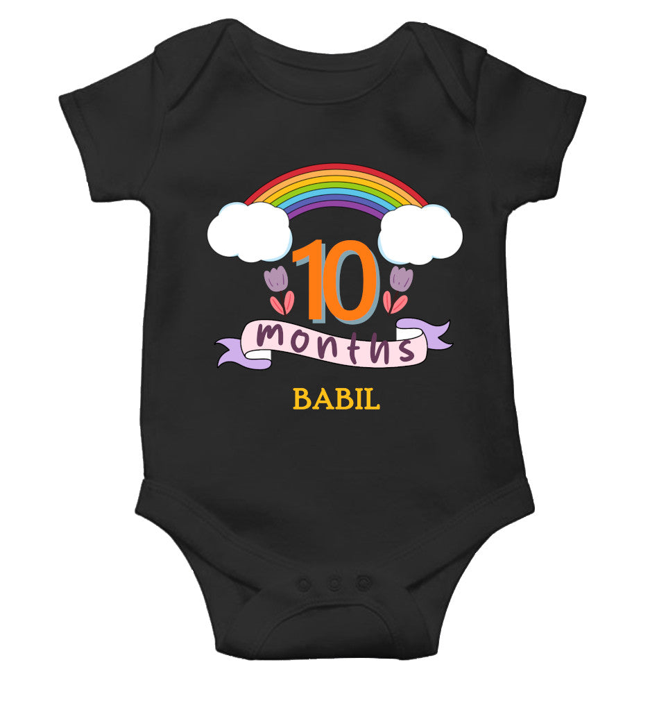 Custom Name Tenth Month Rompers for Baby Boy- FunkyTeesClub