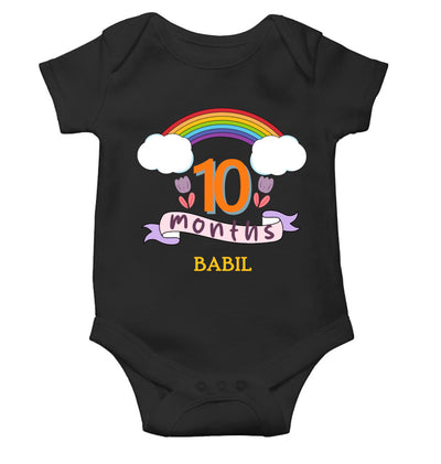 Custom Name Tenth Month Rompers for Baby Boy- FunkyTeesClub