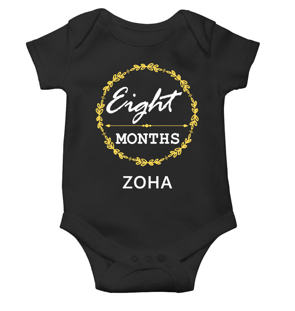 Custom Name Eight Months Rompers for Baby Girl- FunkyTeesClub