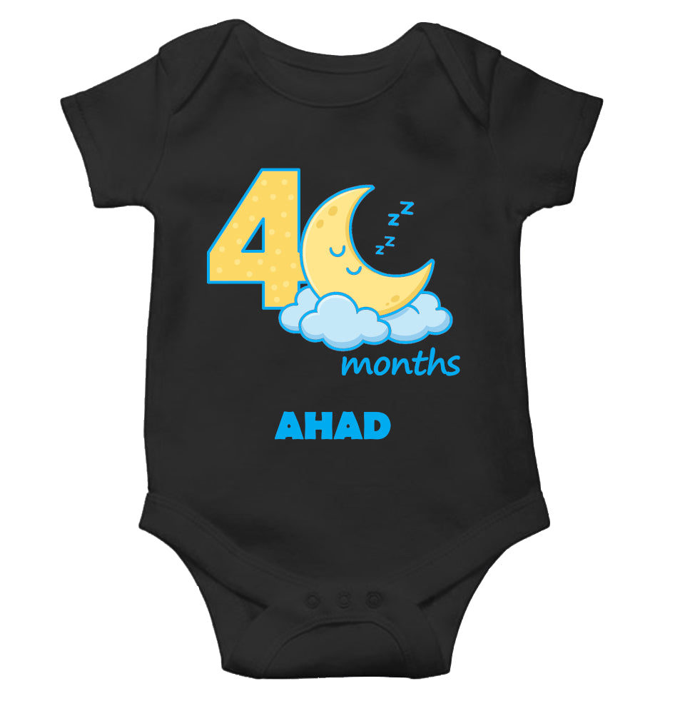 Custom Name Fourth Month Rompers for Baby Boy- FunkyTeesClub