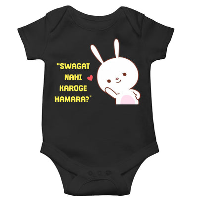Swagat Nahi Karoge Hamara New Born Rompers for Baby Girl- FunkyTeesClub