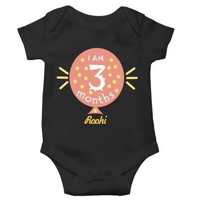 Custom Name I Am Three Month Rompers for Baby Girl- FunkyTeesClub