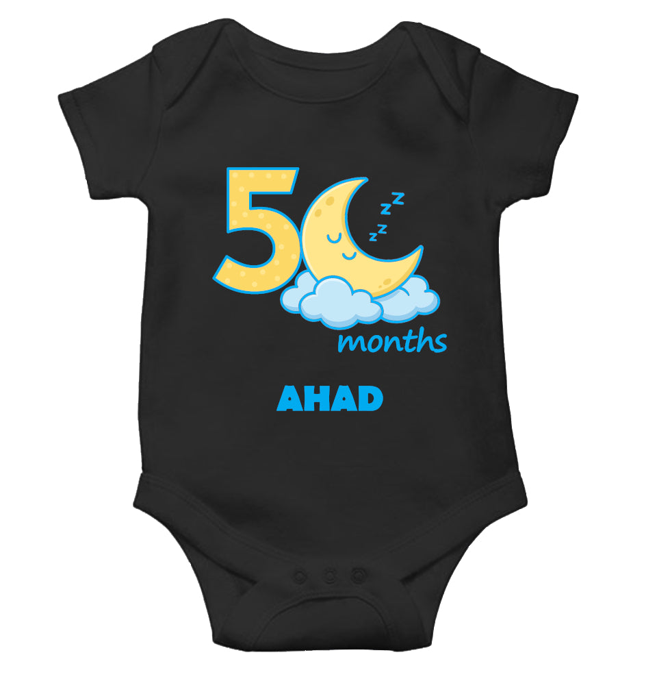 Custom Name Fifth Month Rompers for Baby Boy- FunkyTeesClub