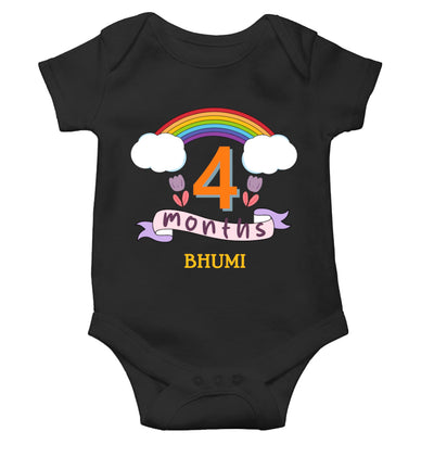 Custom Name Fourth Month Rompers for Baby Girl- FunkyTeesClub