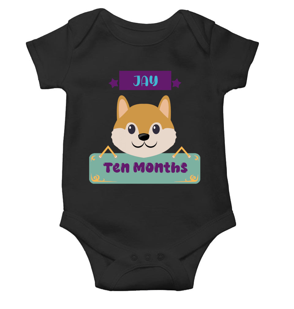 Custom Name Ten Months Rompers for Baby Boy- FunkyTeesClub