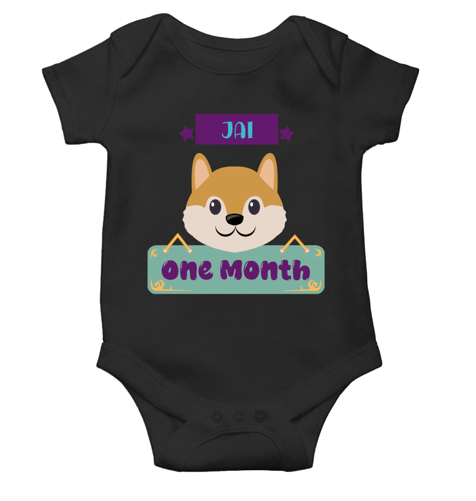 Custom Name One Month Rompers for Baby Boy- FunkyTeesClub