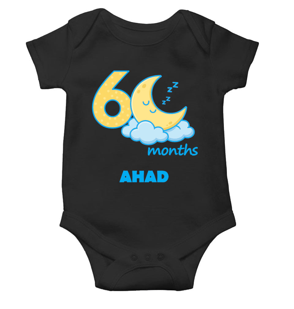 Custom Name Sixth Month Rompers for Baby Boy- FunkyTeesClub