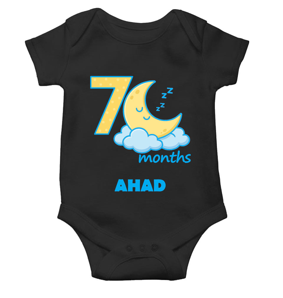 Custom Name Seventh Month Rompers for Baby Boy- FunkyTeesClub