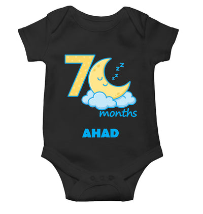 Custom Name Seventh Month Rompers for Baby Boy- FunkyTeesClub