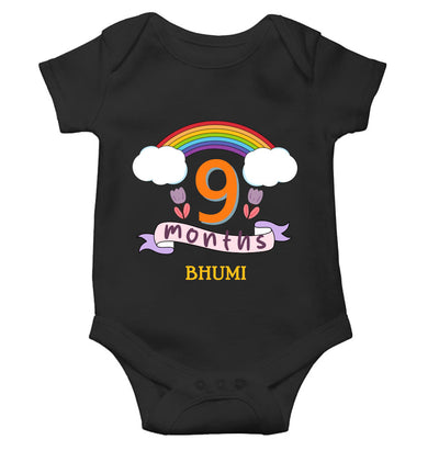 Custom Name Ninth Month Rompers for Baby Girl- FunkyTeesClub