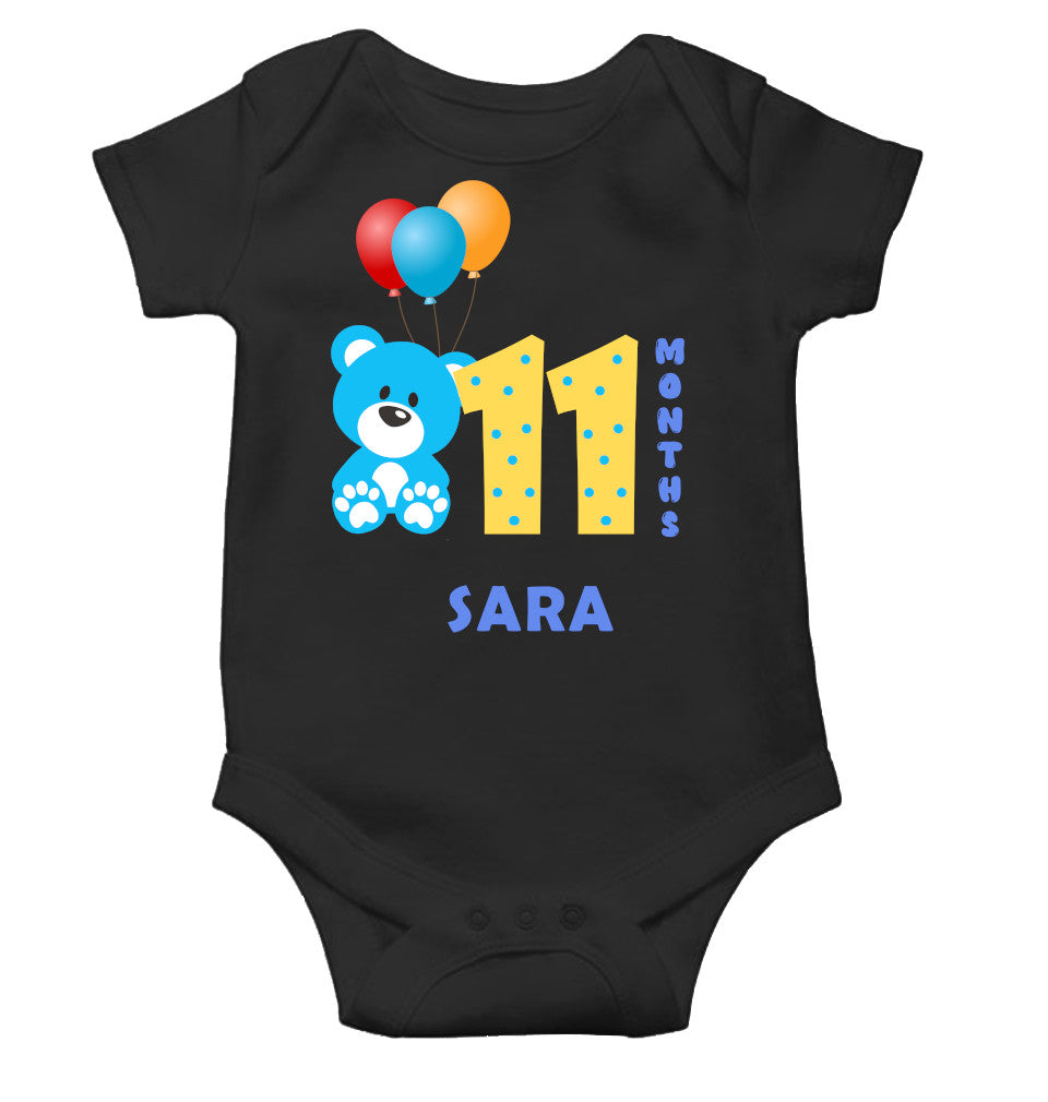 Custom Name Eleventh Rompers for Baby Girl- FunkyTeesClub