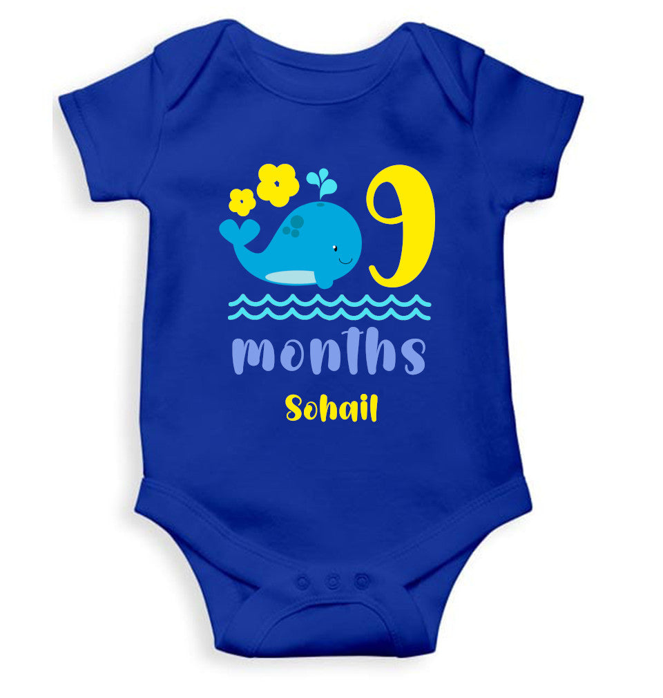Custom Name Ninth Month Rompers for Baby Boy- FunkyTeesClub
