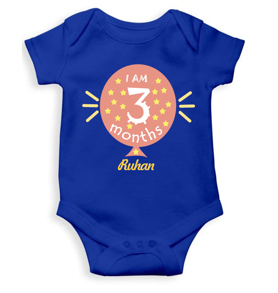 Custom Name I Am Three Month Rompers for Baby Boy- FunkyTeesClub