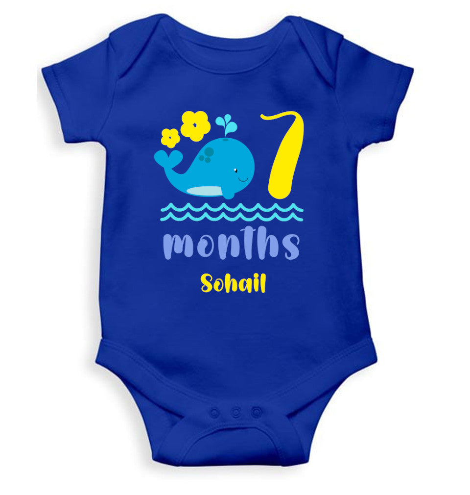 Custom Name Seventh Month Rompers for Baby Boy- FunkyTeesClub
