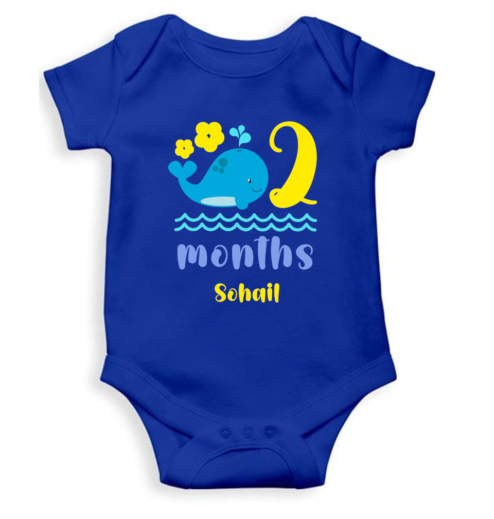 Custom Name Month Two Rompers for Baby Boy- FunkyTeesClub
